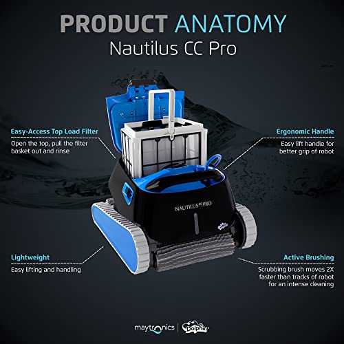 Nautilus CC Pro Wi-Fi Automatic Robotic Pool Vacuum Cleaner, Wall Climbing, Waterline Scrubber Brush, Ideal for In-Ground Pools up to 50 FT in Length