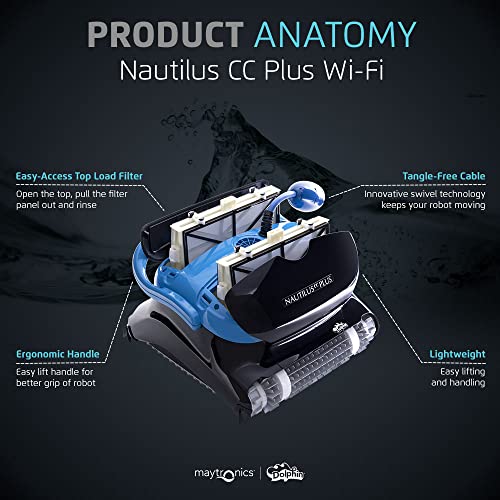 Nautilus CC Plus Wi-Fi Automatic Robotic Pool Vacuum Cleaner, Always Cleaning, Never Charging, with Wall Climbing Scrubber Brush, Ideal for In-Ground Pools up to 50 FT in Length