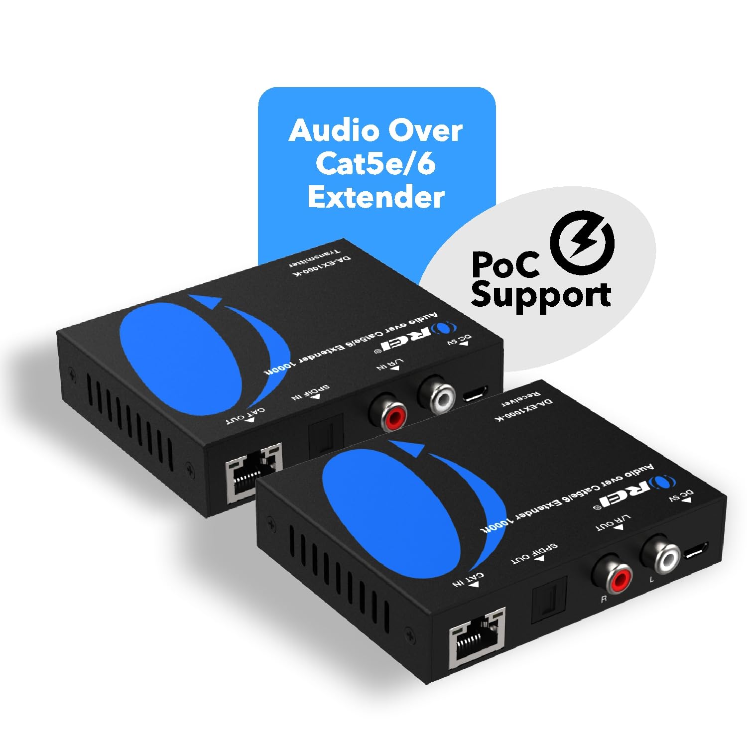 OREI Audio Over Cat5e/6 Extender Upto 900 Feet - Extend Digital Optical Coxial Toslink Signal Over LAN Ethernet Power Over Cable for Long Distance Extension Dolby Digital, DTS 4.1, DTS-HD, PCM