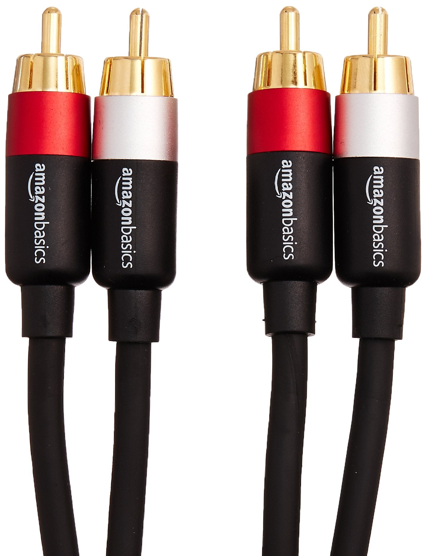 Amazon Basics 2 RCA Audio Cable for Amplifier,Active Speakers or Subwoofer with Gold-Plated Plugs, 4 Feet, Black