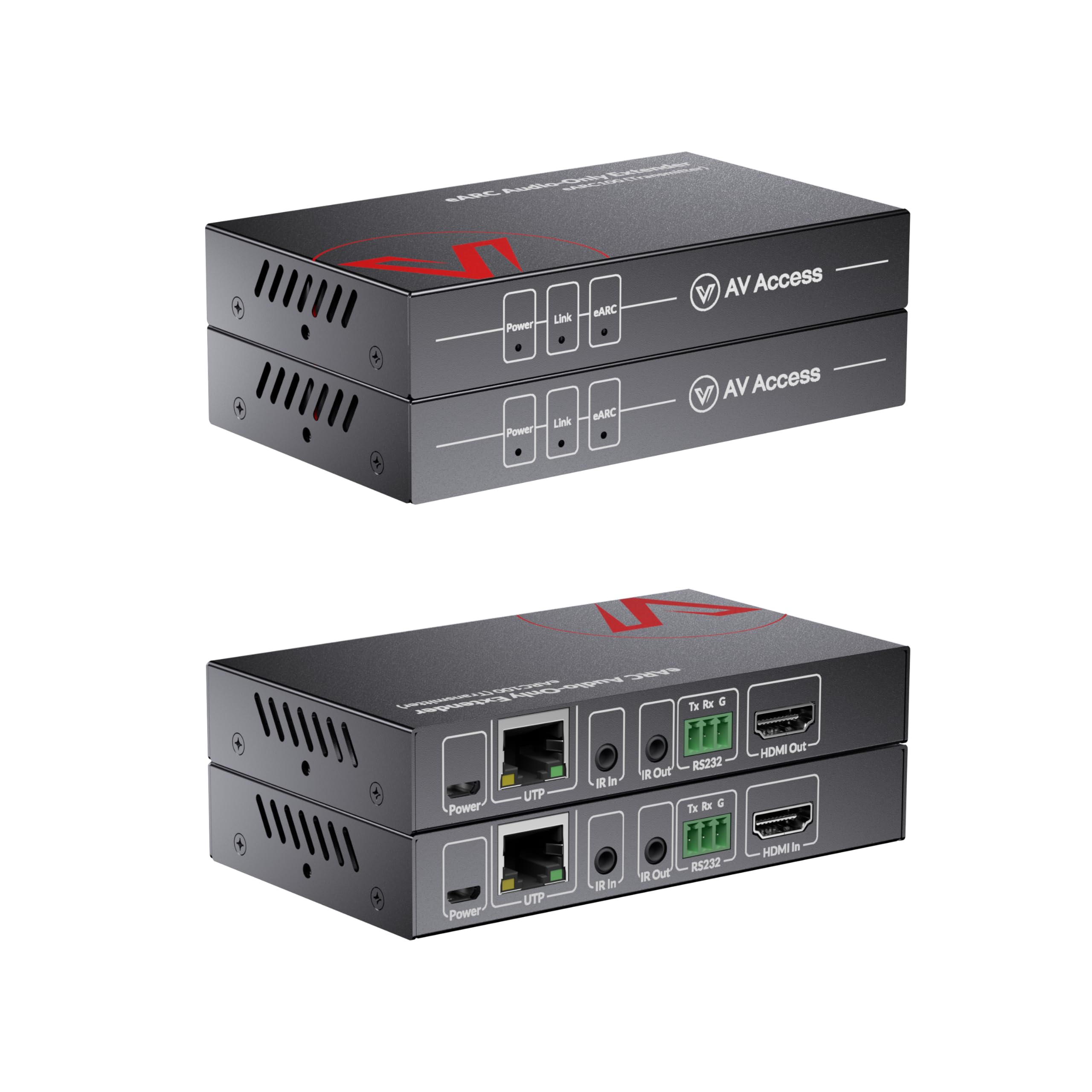 AV Access eARC & ARC Audio Extender Over Cat 5e/6/6a/7 Ethernet Cable Up to 100m/330ft, Audio Extender with 2-Way IR, RS232 & CEC, Ideal for Home Theater(eARC100)