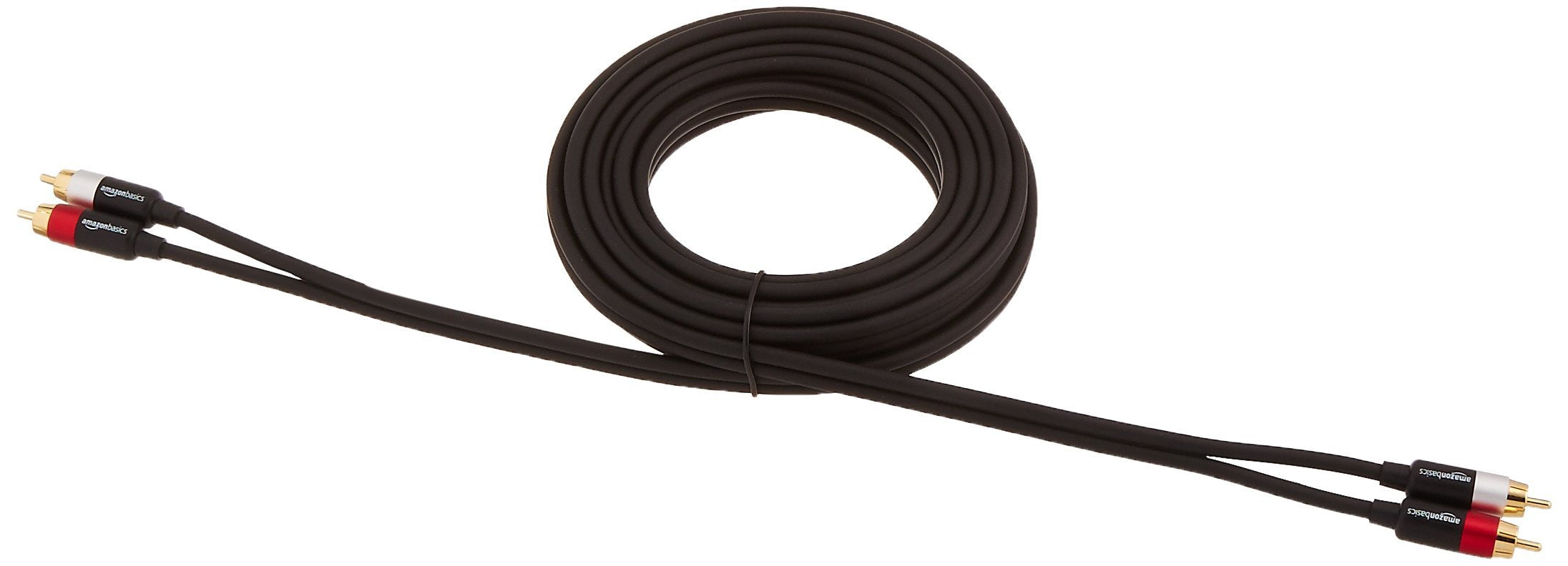 Amazon Basics 2 RCA Audio Cable for Amplifier,Active Speakers or Subwoofer with Gold-Plated Plugs, 15 Feet, Black