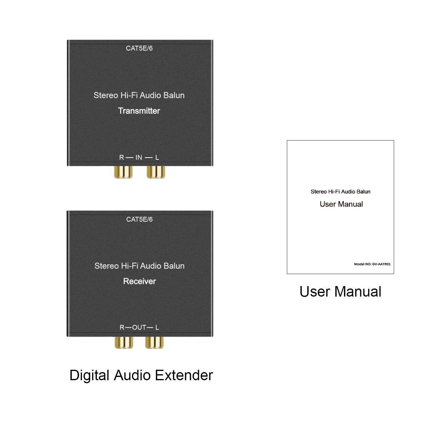 Y.D.F Hi-Fi Audio Balun, 1 Pair Stereo RCA to Stereo AV Audio Extender Stereo Analog Audio Extender, Stereo RCA Audio Extender Over Cat5e/Cat 6/Cat7 Ethernet Cable
