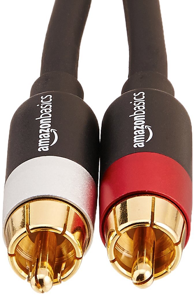 Amazon Basics 2 RCA Audio Cable for Amplifier,Active Speakers or Subwoofer with Gold-Plated Plugs, 15 Feet, Black