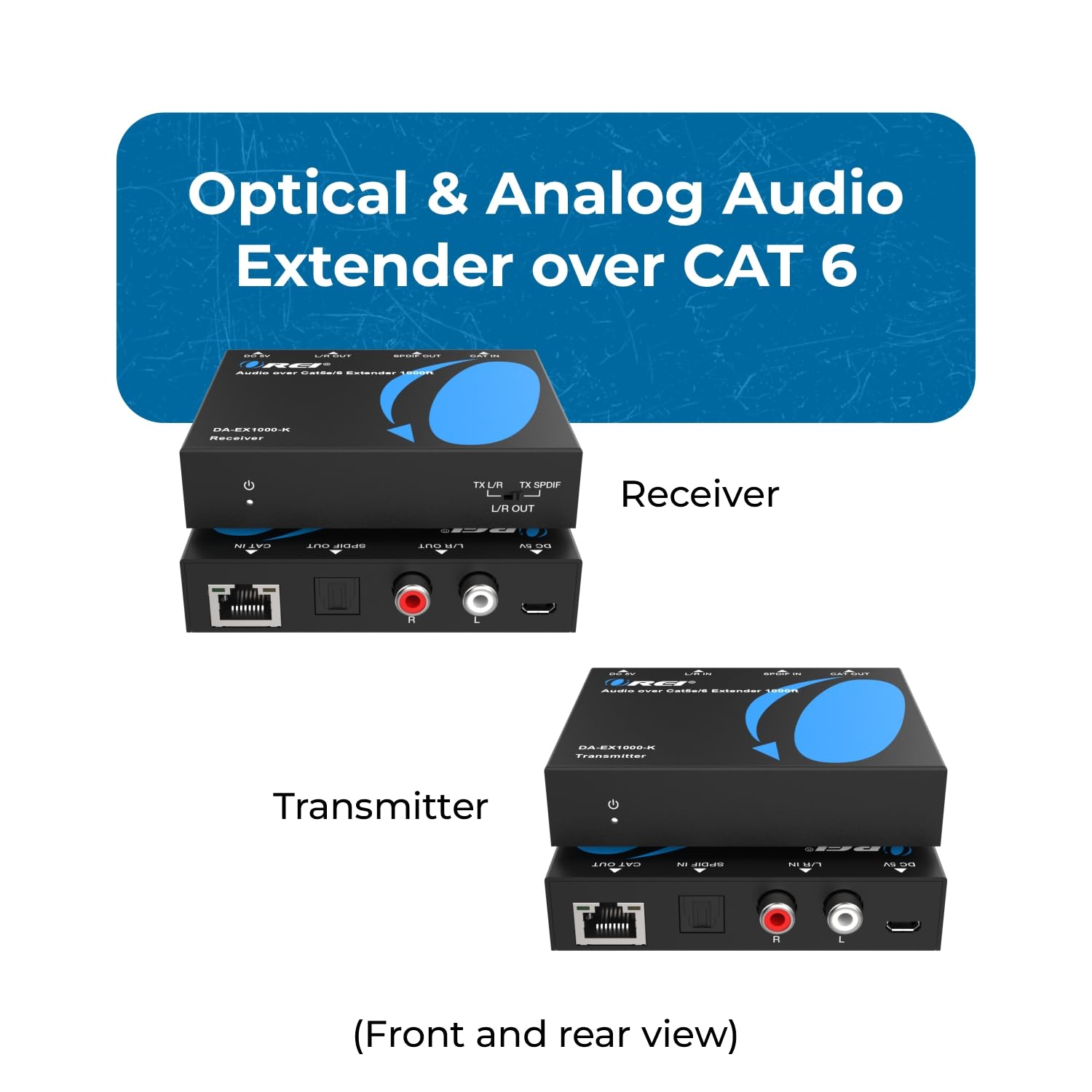 OREI Audio Over Cat5e/6 Extender Upto 900 Feet - Extend Digital Optical Coxial Toslink Signal Over LAN Ethernet Power Over Cable for Long Distance Extension Dolby Digital, DTS 4.1, DTS-HD, PCM