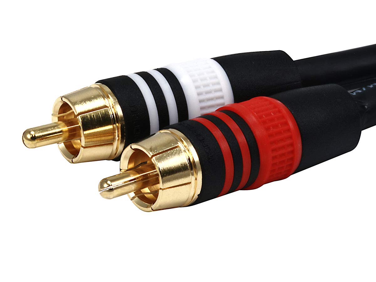 Monoprice 1.5ft Premium 2 RCA Plug/2 RCA Plug M/M 22AWG Cable - Black