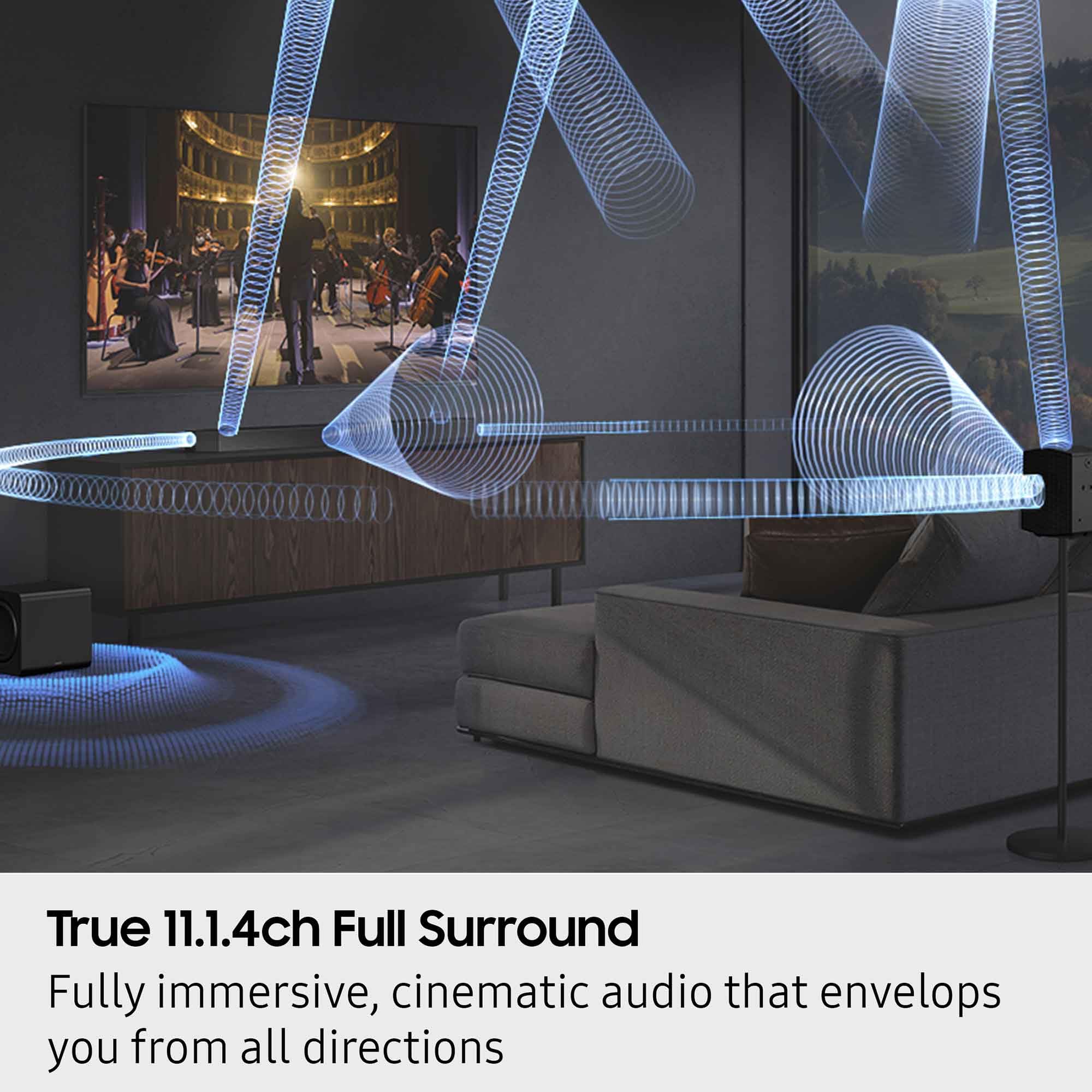 Q990F 11.1.4ch Q Series Subwoofer + Rear Speaker, Wireless Dolby Atmos, Q-Symphony, Game Mode Pro, Adaptive Sound (HW-Q990F, 2025)