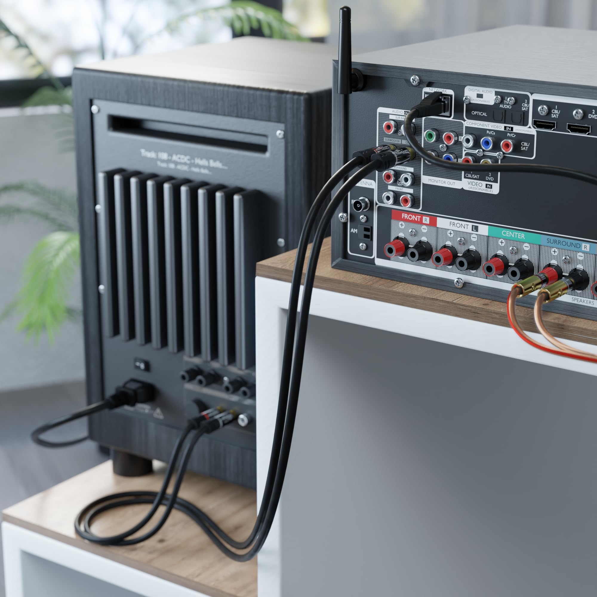 CableDirect – 3ft RCA/Phono Cable, 2 × 2 Plugs, Stereo Audio Cable, Practically Break-Proof & Flawless Sound Quality (coaxial, subwoofer/amp/HiFi & Home Cinema/Blu-ray, Analog & Digital)