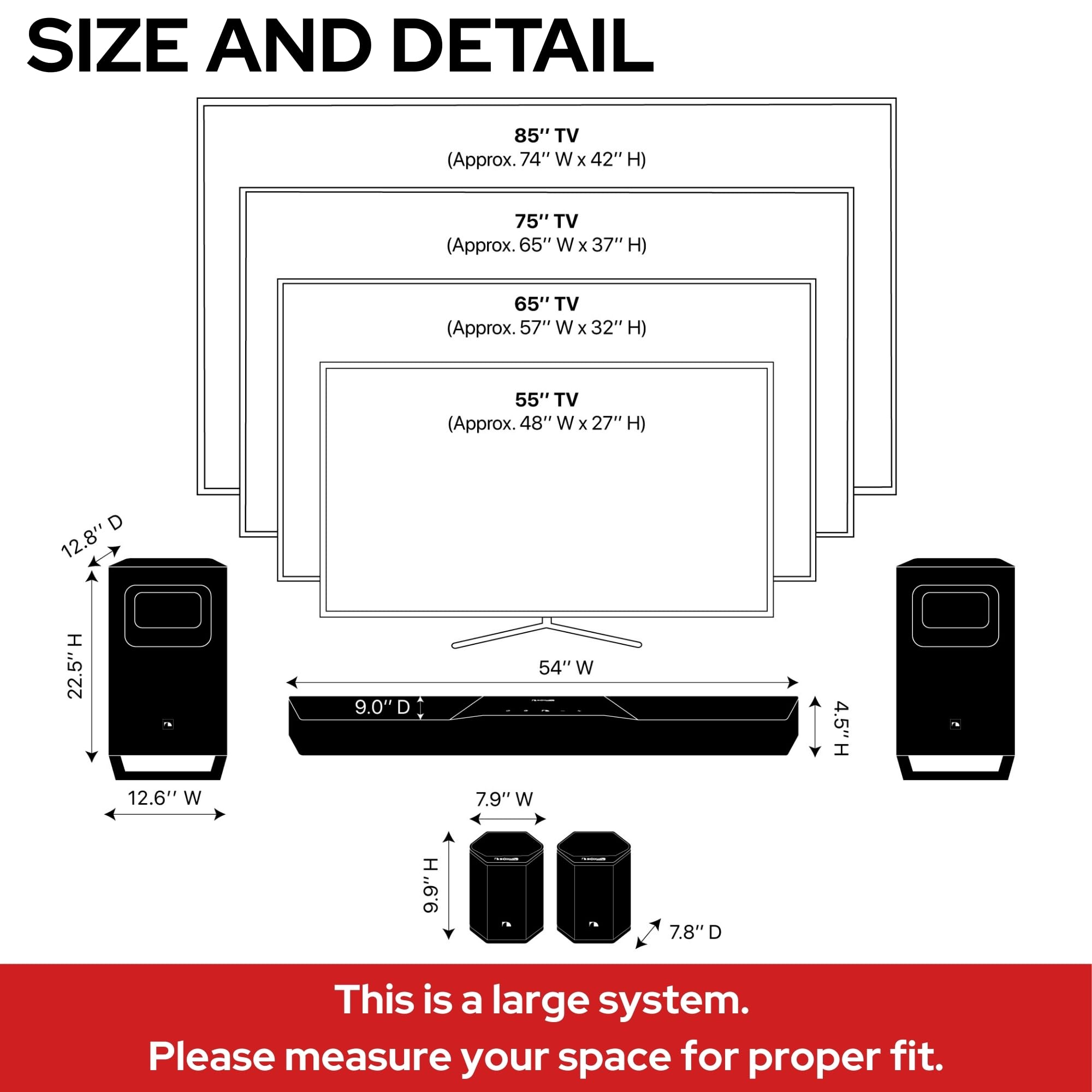 Shockwafe 11.2.6 Channel Dolby Atmos/DTS:X Soundbar with Upgraded Dual 10” Subwoofers, Wireless Bipolar Surrounds, 6 Height Channels, AHD Ultra, 31 Punktkilde Drivers (2025 Flagship)