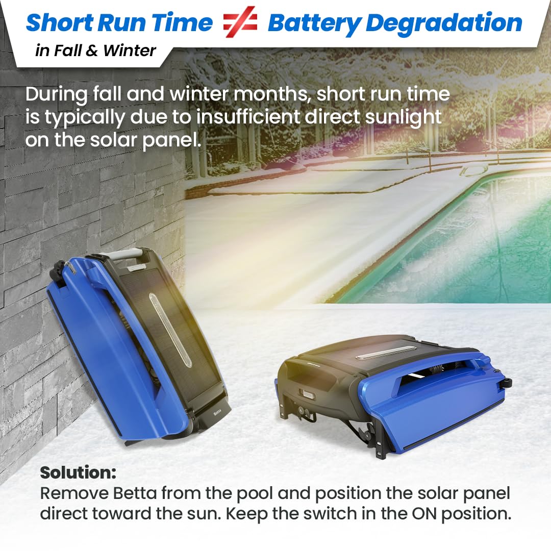 SE Solar Powered Automatic Robotic Pool Surface Skimmer Cleaner with 24/7 Continuous Cleaning Battery Power and Re-Engineered Twin Salt Chlorine Tolerant Motors (Blue)