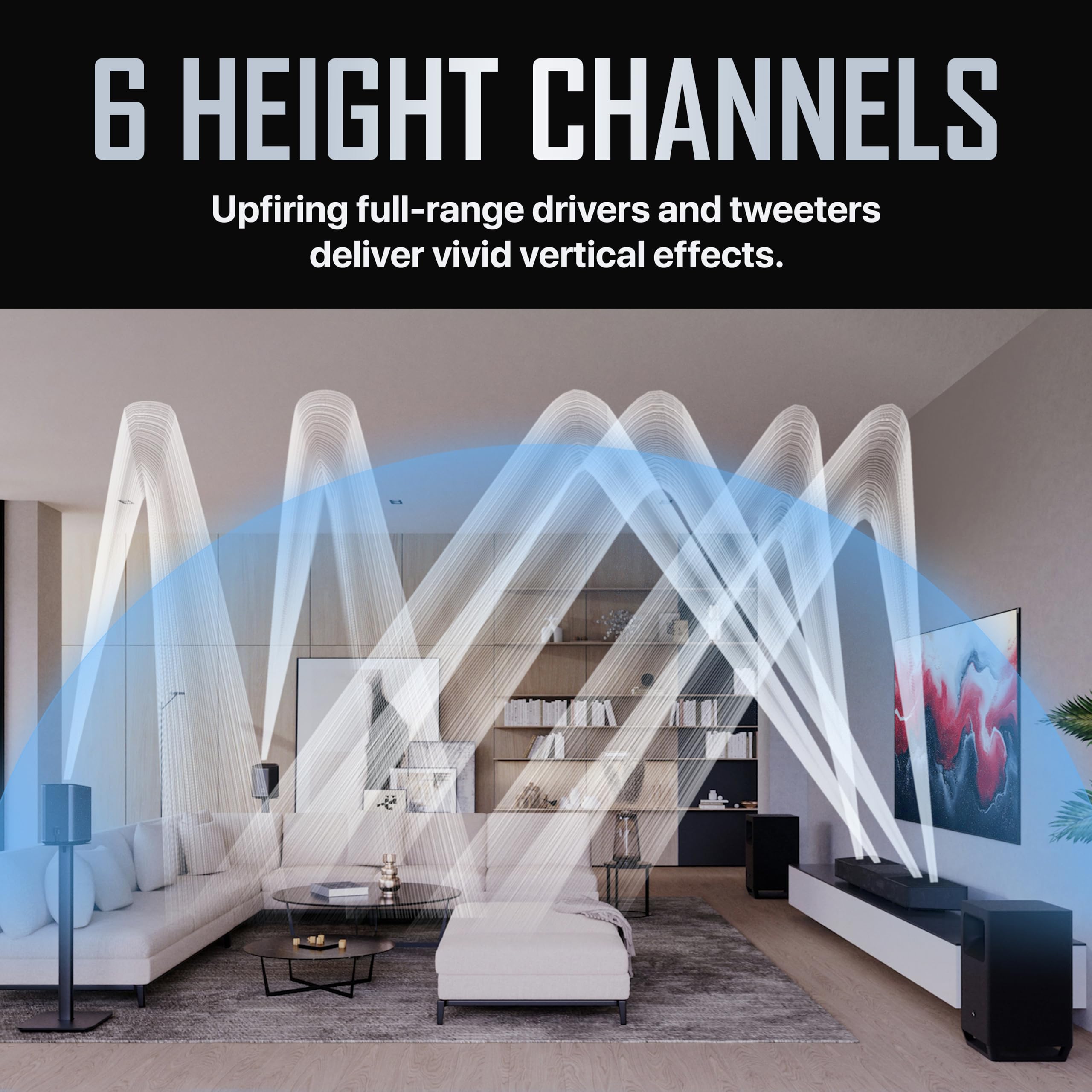 Shockwafe 11.2.6 Channel Dolby Atmos/DTS:X Soundbar with Upgraded Dual 10” Subwoofers, Wireless Bipolar Surrounds, 6 Height Channels, AHD Ultra, 31 Punktkilde Drivers (2025 Flagship)